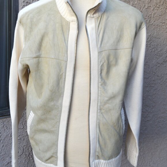 MARC ECKO MENS SUEDE BLEND FULL ZIP SWEATER- Beige color- $48.00 - Picture 3 of 13
